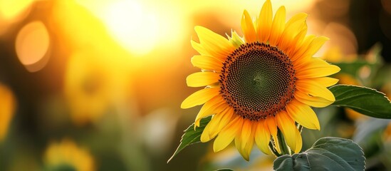 Fototapeta premium Sunny Day Shines Bright with Sunflower Splendor: Embrace the Radiant Beauty of Sunflowers on a Perfectly Sunny Day