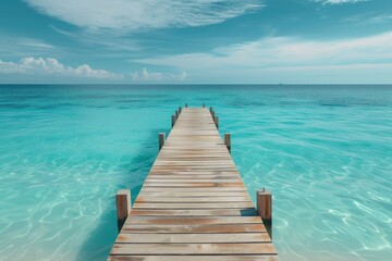 Fototapeta premium Long wooden bridge in beautiful tropical beach