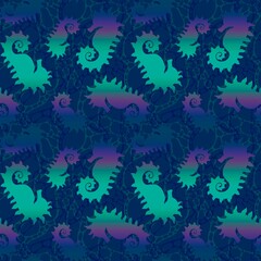 Summer animals seamless seahorse pattern for fabrics and wrapping paper and kids print and swimsuit textiles