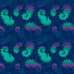 Summer animals seamless seahorse pattern for fabrics and wrapping paper and kids print and swimsuit textiles