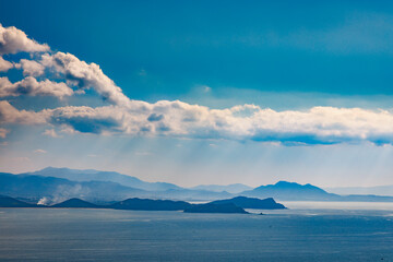 福岡県の大島から見る綺麗な海と風景