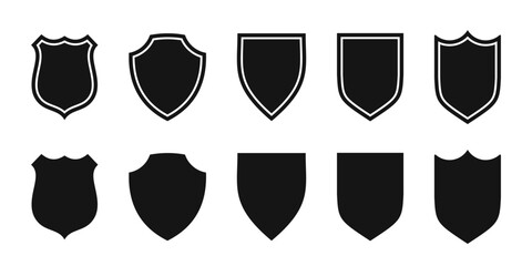 Shield icons set. Protect shield vectors - obrazy, fototapety, plakaty