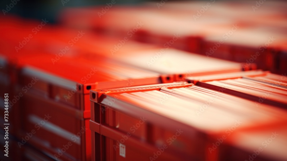 Canvas Prints A close up of a bunch of red boxes stacked on top of each other, AI