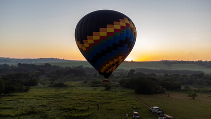 balloons in the city of Piracicaba with a beautiful sunrise