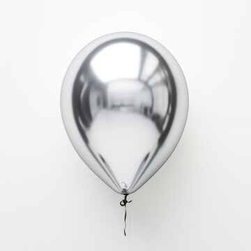 A 3D rendered silver balloon on a white background.