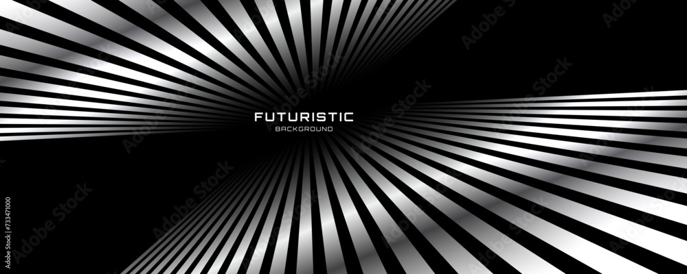 Aufkleber 3d black white techno abstract background overlap layer on dark space with glowing lines decoration.