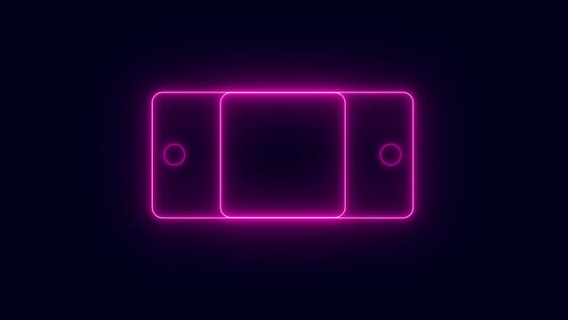 Abstract Neon looped frame on a transparent background. Luminous banner animation. Neon looped frame. Abstract background with neon frame pattern LED. 4K video animation on a transparent background.