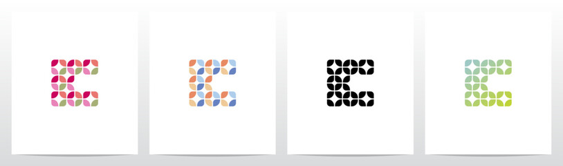 Rounded Squares Star Tiles Letter Logo Design C