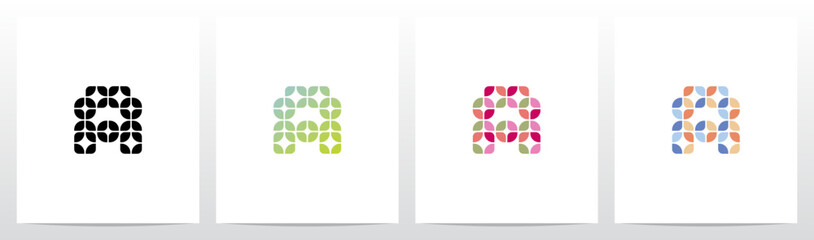 Rounded Squares Star Tiles Letter Logo Design A