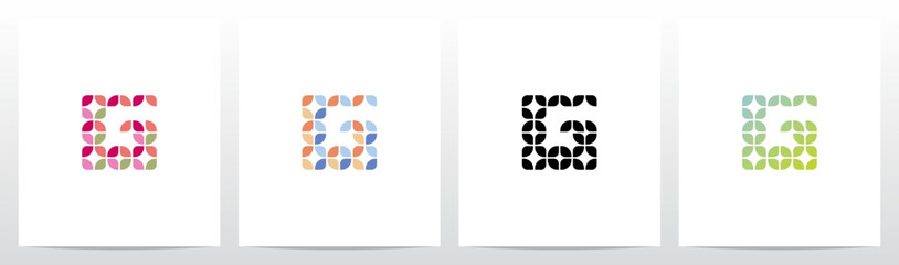 Rounded Squares Star Tiles Letter Logo Design G