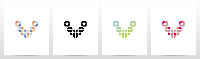 Rounded Squares Star Tiles Letter Logo Design V