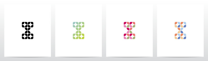 Rounded Squares Star Tiles Letter Logo Design I