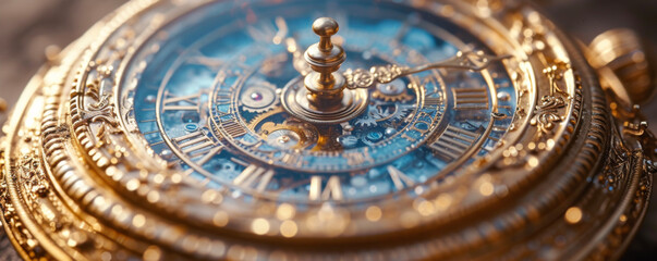 Fototapeta na wymiar Close up of antique clock face. Time concept. Selective focus. 