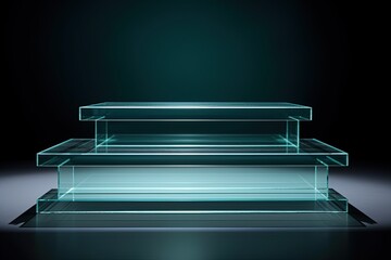 laconic background with podium . corrugated glass - obrazy, fototapety, plakaty