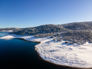 Winter view of Rila mountain around Belmeken Dam, Bulgaria