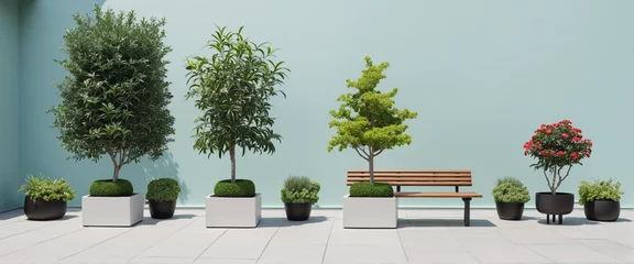 Foto op Aluminium collection Set of different styles of outdoor seats and tree pot in modern design cutouts isolated on transparent background  © Random_Mentalist