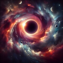 A majestic spiral galaxy dominates the cosmic scene.
