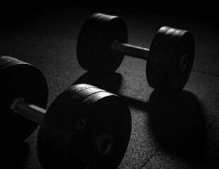 dumbbell on black