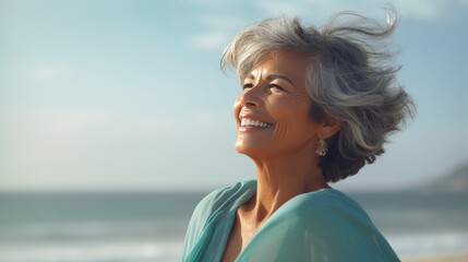 Portrait of a woman on the beach