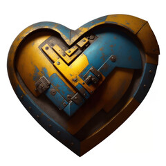 The heart is armored. Valentine's card. Abstract illustration. AI generated.