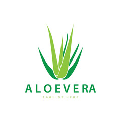 aloe vera logo cosmetic design simple green plant health symbol vector illustration