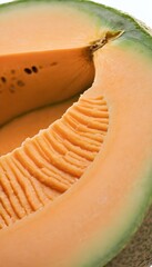 A close-up view of a group of ripe, vivid Cantaloupe with a deep, textured detail.