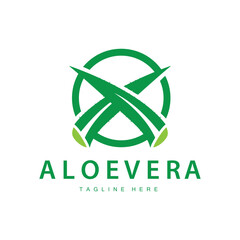 aloe vera logo cosmetic design simple green plant health symbol vector illustration