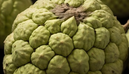 Fototapeta premium A close-up view of a group of ripe, vivid Cherimoya with a deep, textured detail.