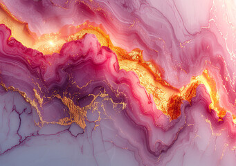 Vibrant mix of pink and gold hues, resembling a luxurious, abstract painting.