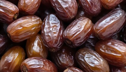 A close-up view of a group of ripe, vivid Date with a deep, textured detail.