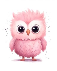 Adorable Pink Owl Cartoon


