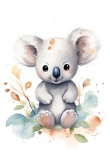 Naklejka premium Soft Pastel Koala: Minimalist Nursery Art
