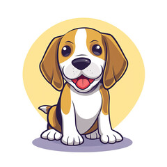 flat logo of cute beagle dog in cartoon style