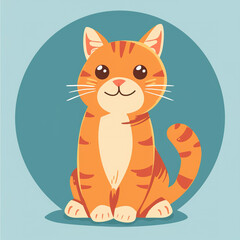 Fototapeta premium flat logo of cute orange tabby cat in cartoon style
