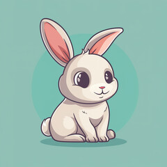 flat logo of cute rabbit in cartoon style