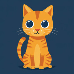 Obraz premium flat logo of cute orange tabby cat in cartoon style