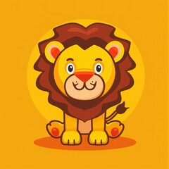 Obraz na płótnie Canvas Flat logo of cute lion in cartoon vextor art style