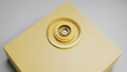 Abstract 3d render, geometric design with yellow rings