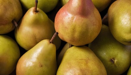 A close-up view of a group of ripe, vivid Pear with a deep, textured detail.