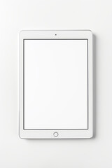 Generic digital tablet on white background with empty screen, simple digital tablet mockup
