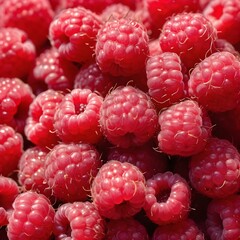 A close-up view of a group of ripe, vivid Raspberry with a deep, textured detail.