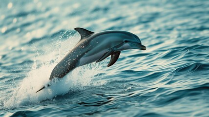Dolphin leaping out of water with splashes