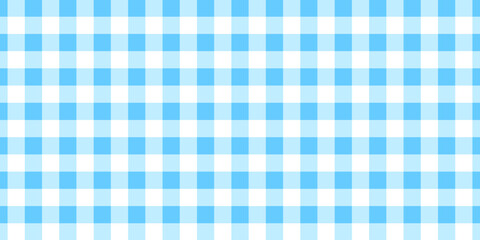 Blue and white gingham pattern. Checkered pastel texture for picnic plaid, tablecloth, napkin, towel, blanket, handkerchief. Fabric Italian background. Retro textile design. Vector flat illustration