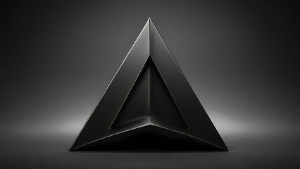 Black metal triangle on gray background