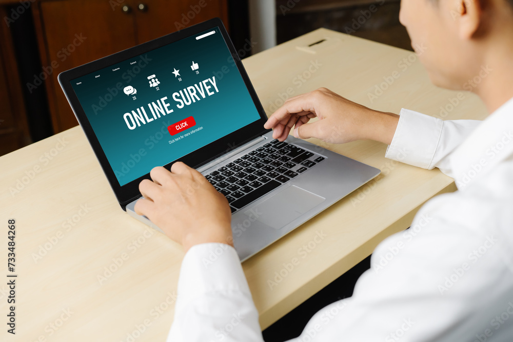 Poster online survey form for modish digital information collection on the internet network