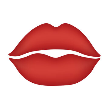 Beautiful 3d red matte lips isolated on a transparent background. Happy Valentine's Day or Women's day. Vector illustration