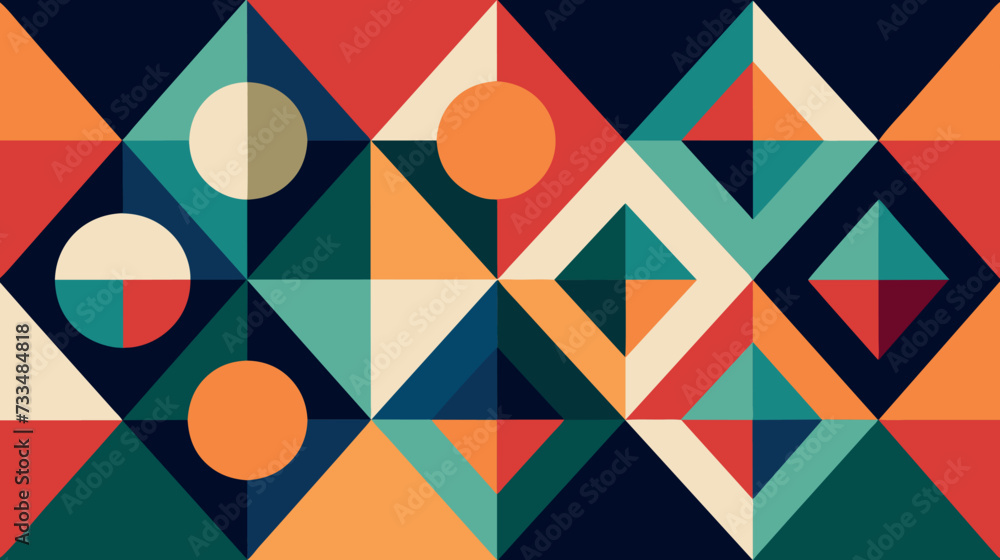 Poster abstract geometric shapes and colorful pattern design
