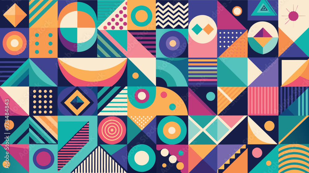 Poster colorful geometric shapes and patterns abstract background
