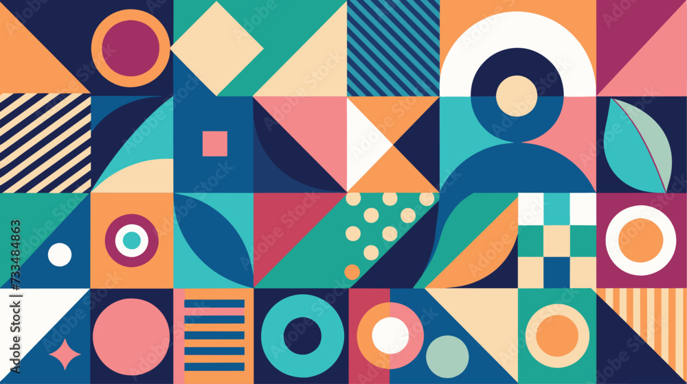 Poster colorful geometric shapes and patterns abstract background