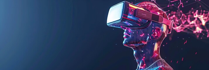 Virtual reality headset in the metaverse - obrazy, fototapety, plakaty